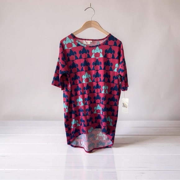 Disney Tops - LuLaRoe Disney Irma Tunic Top XXS Minnie Mouse Pink Teal NWT Fits S/M